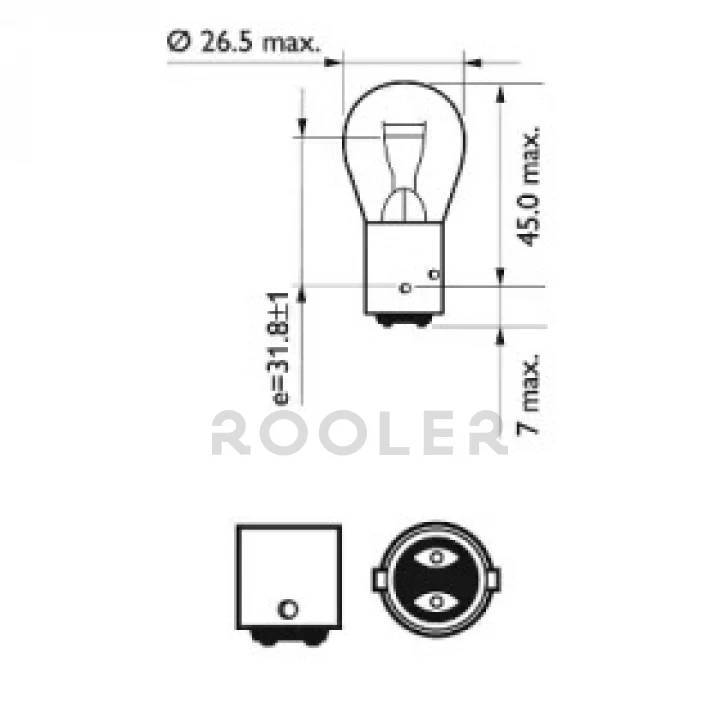 Лампа автомобильная PHILIPS 12V P21/4W BAZ15D 2-контактная (PS 12594 CP)-фото 3