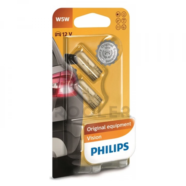 Лампа автомобильная W5W 12V T10 2 шт. Philips Bluevision (12961 BV B2)-фото 1
