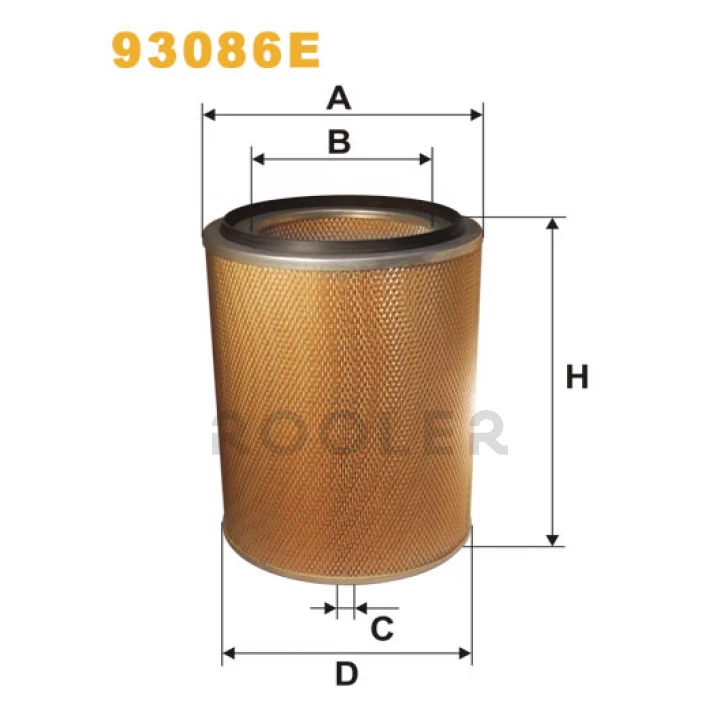 Фильтр воздушный Karosa C/LC; Renault (RVI) C, CBH, CLM, FR, G (Manager/Maxter), Maxte Wix Filters (93086E)-фото 1