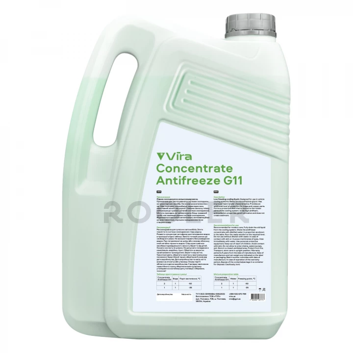 Рідина охолоджуюча VIRA Concentrate Antifreeze G11 зелена концентрат 5 л (VI3002)-фото 2