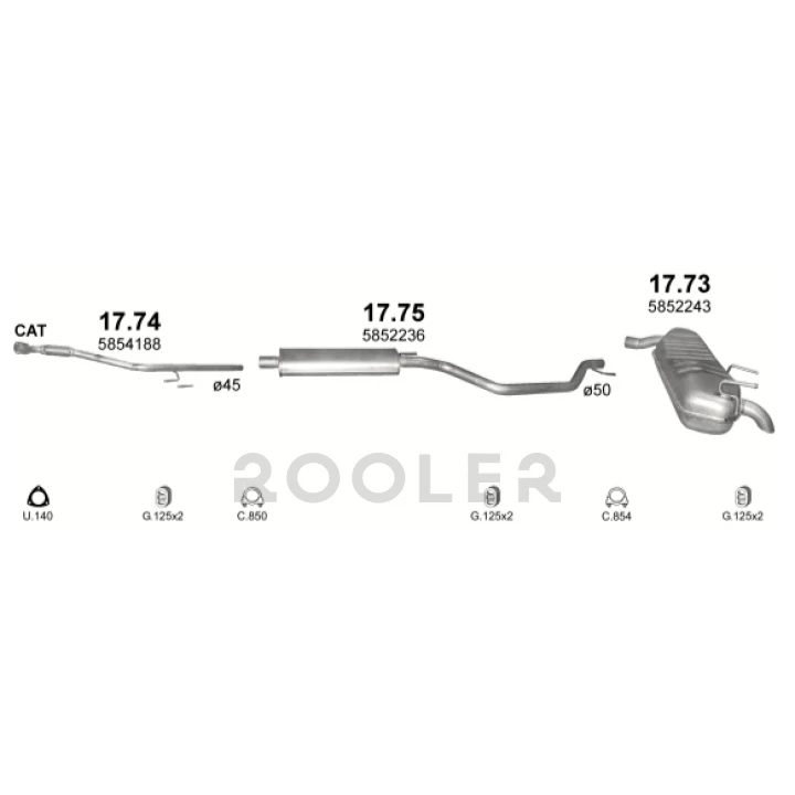 Резонатор POLMO Opel Signum 1.8 03-08 алюминированная сталь (17.75)-фото 2