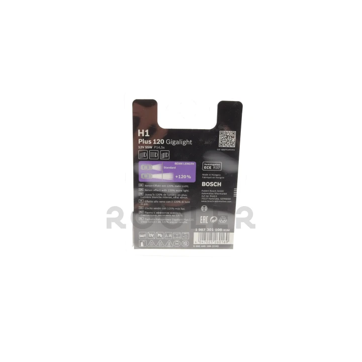 Лампа розжарювання H1 12V 55W GigaLight +120 (blister 1шт) ((вир-во Bosch)-фото 2