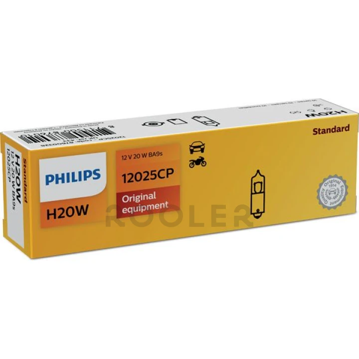 Лампа розжарювання H20W 12V 20W BA9s STANDARD (вир-во Philips)-фото 1