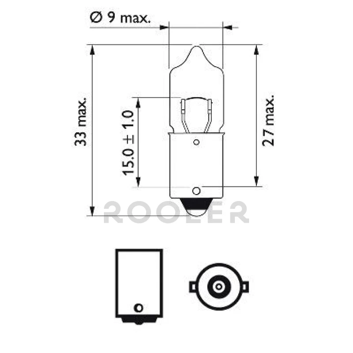 Лампа розжарювання H20W 12V 20W BA9s STANDARD (вир-во Philips)-фото 2