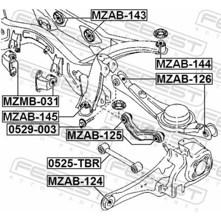 Сайлентблок важеля MAZDA CX-9 07 - задн. міст із двох сторін (Вир-во FEBEST)-фото 1