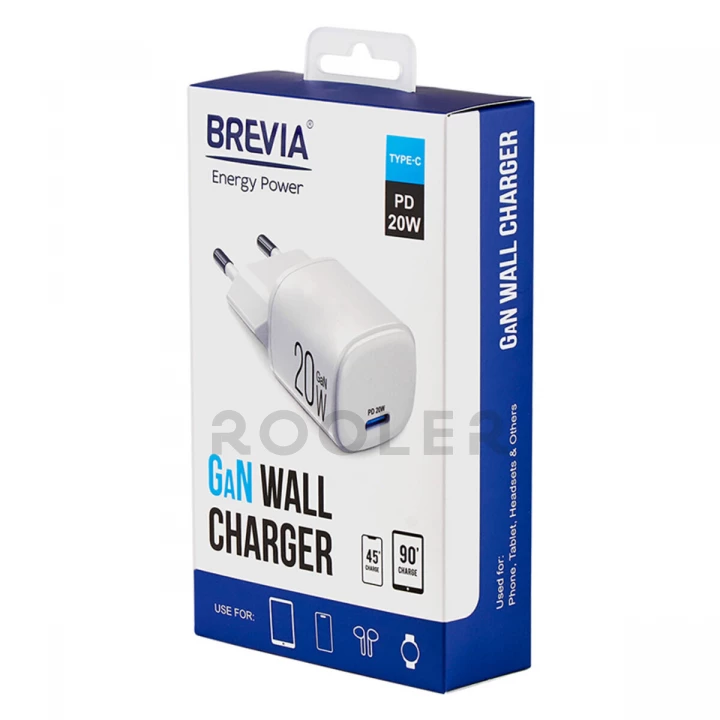 Мережевий зарядний пристрій Brevia ePowerGaN PD20W USB-C білий-фото 5