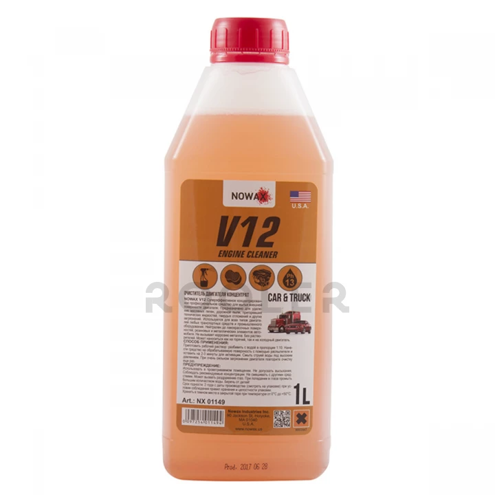 Очиститель NOWAX V12 Engine Cleaner для двигателя концентрат 1:10 1 л (NX01149)-фото 1
