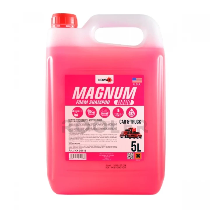 Автошампунь NOWAX Magnum Nano Foam Shampoo для ручной мойки суперконцентрат 5 л (NX05118)-фото 1